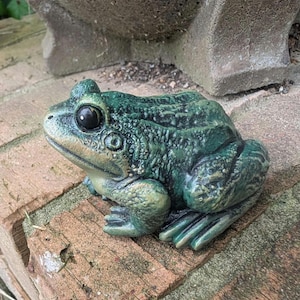 Realistic Concrete Frog Hand-Painted Cement Garden Frog Statue Outdoor Toad Sculpture Animal Frog Lover Housewarming Gift Stone Bull Frog image 9
