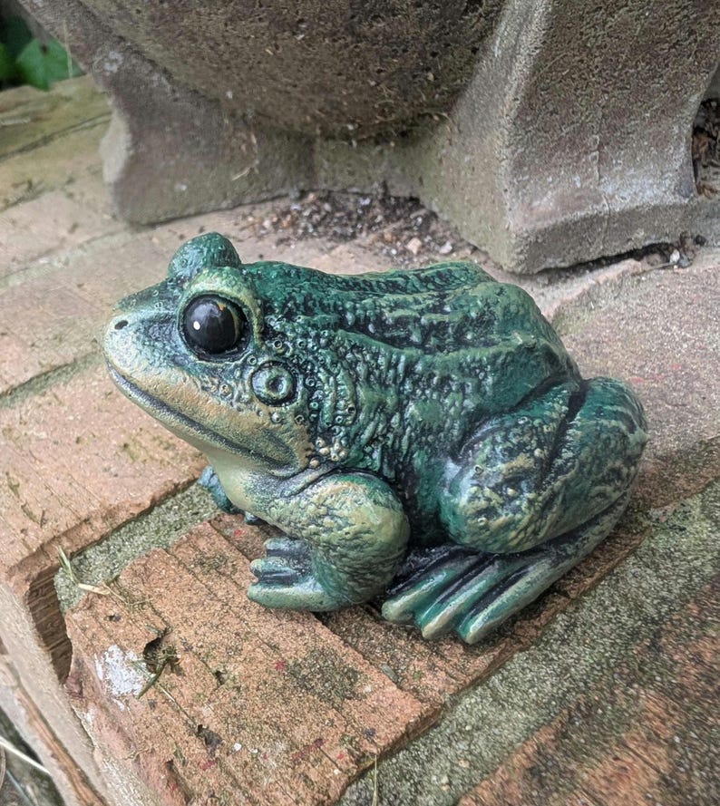 Realistic Concrete Frog Hand-Painted Cement Garden Frog Statue Outdoor Toad Sculpture Animal Frog Lover Housewarming Gift Stone Bull Frog image 9