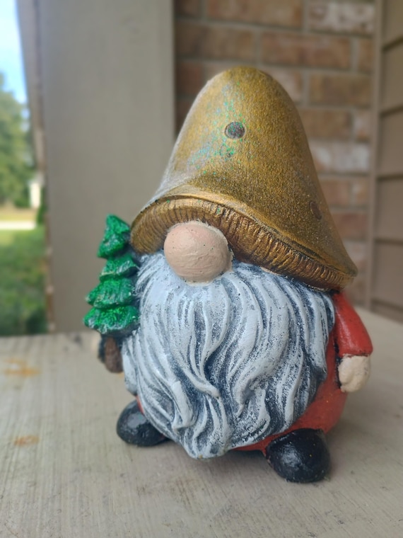 Concrete Christmas Gnome Hand-painted Merry Christmas Mushroom