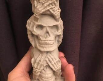 Concrete Skull Sculpture/ Halloween Decoration Cement Skull Head