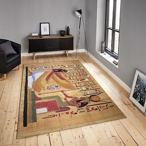 Egypt Rug, Hieroglyph Rug, Anubis Rug, Ancient Rug, Egyptian Decor, For Living Room, Cool Rug, Area Rug, Housewarming Gift, Home Decor