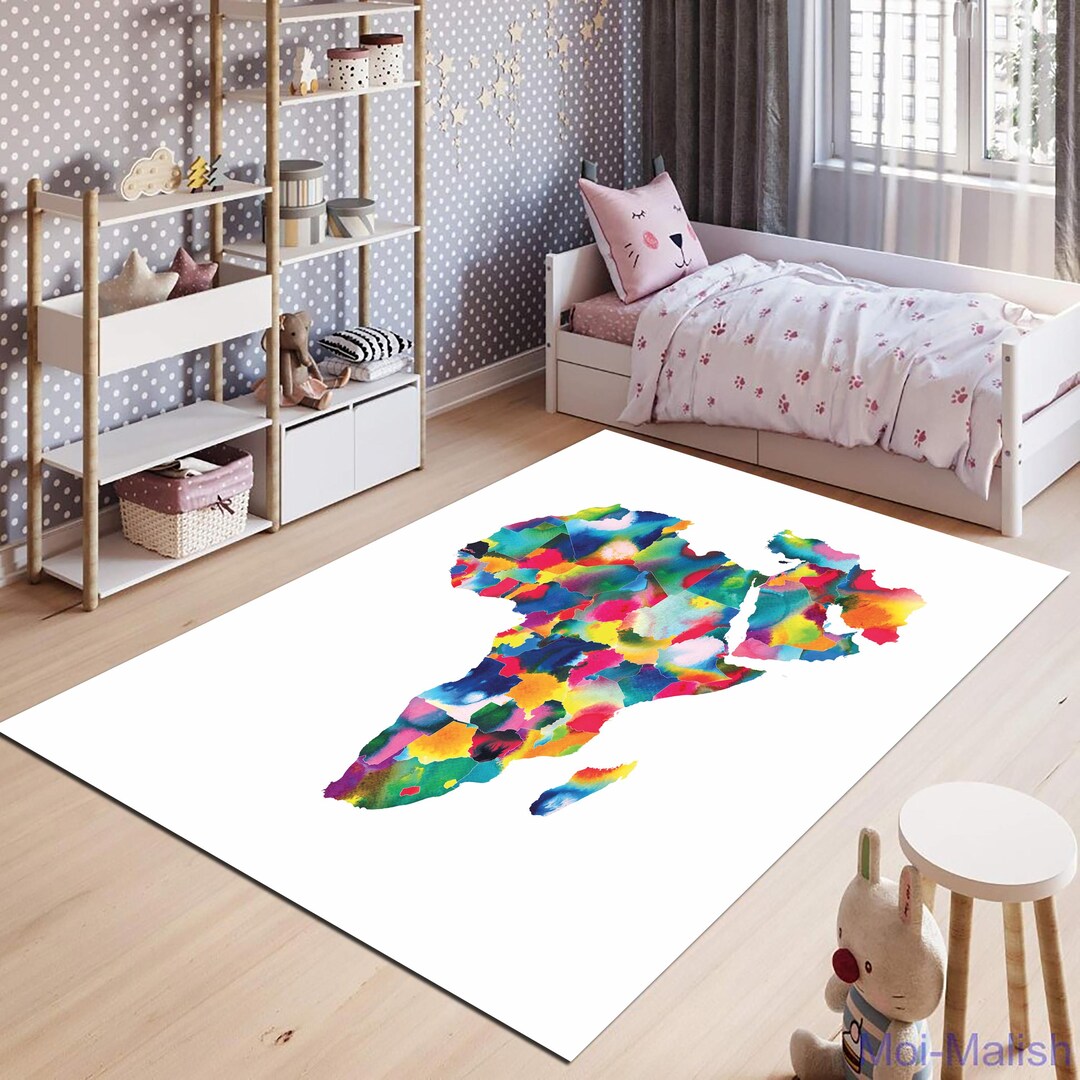 Africa Map Rug, Map Rug, Africa Rug, Africa Map, Salon Decor, Rugs for ...
