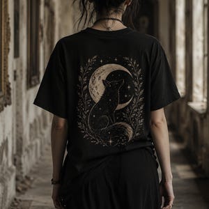 Moonlit Fox T-Shirt | Dark Academia Fox Shirt | Celestial Woodland Graphic Tee | Cottagecore Nature Gift | Gothic Forest Apparel.