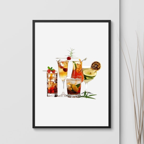 Cocktail Cocktails Print. Cafe, Restaurant, Bar, Mixed Cocktails Unframed Digital Print