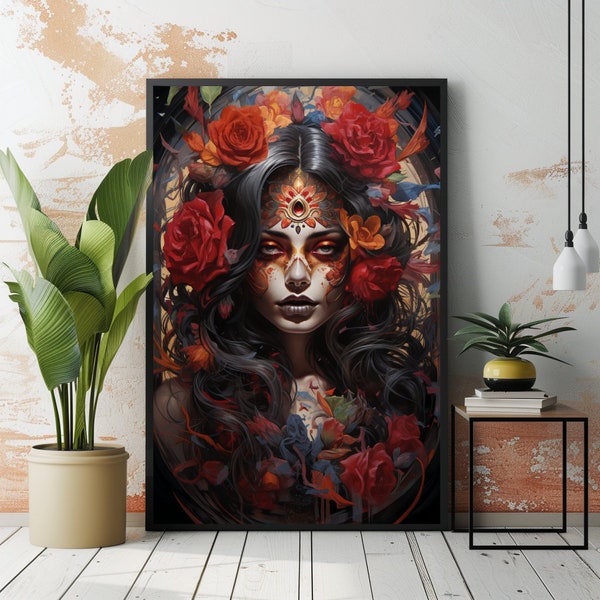 Woman portrait, poster, wall art. Digital download, digital print