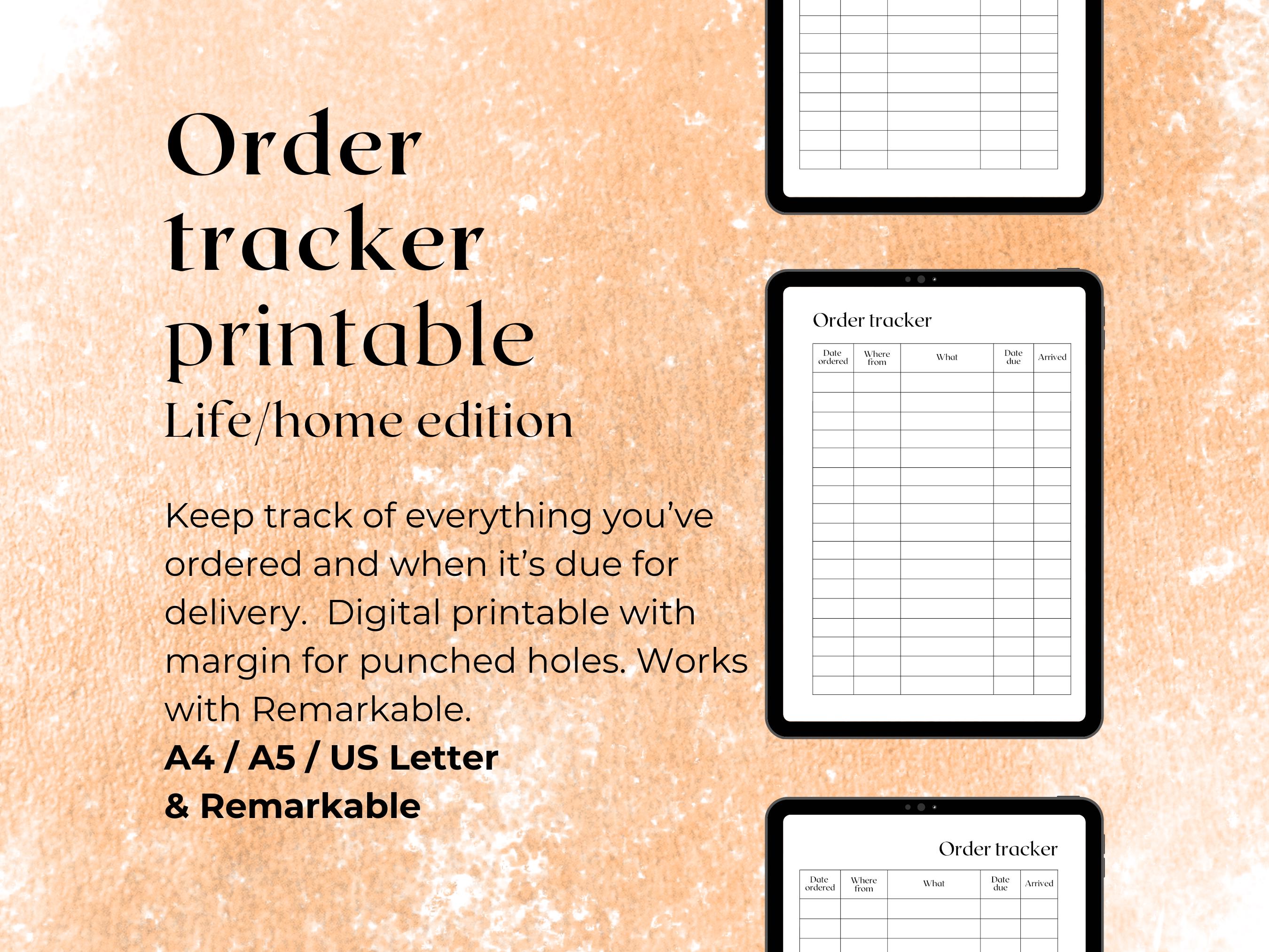 Order Tracker Printable: Home & Life Edition (digital Download) - Etsy ...