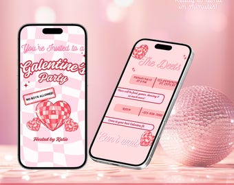 Animated Galentine's Day Invitation, Girls Night Party (Digital Download Canva Template)