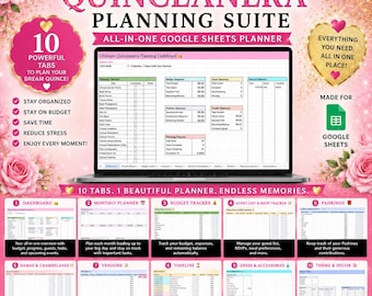 Ultimate Quinceañera Planner Bundle | Google Sheets | Budget, auto calculations, Vendors, Timeline, Guest List