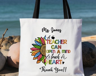 Personalisierte Sunflower Lehrer Einkaufstasche: Wertschätzung Geschenk