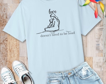 Customizable Autism Mom Gift, Minimalist Line Art Parent Child Shirt, Autism Acceptance Tee,