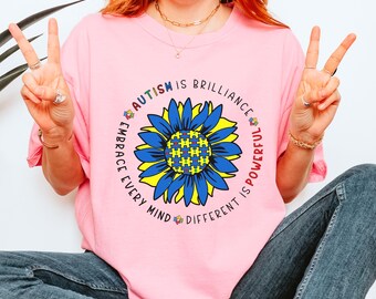Autism Awareness Month T-shirt, Unisex Tee for Embracing Differences, Autism Support Shirt, Autism Month T-Shirt, Positivity Group Shirt
