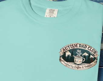 Personalized Autism Dad Club Shirt, Powered by Coffee and Patience, Autism Dad Gift, Special Needs Dad Tee, Father's Day Gift