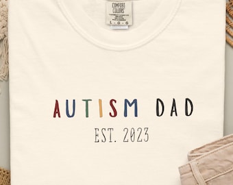 Proud Autism Dad T-Shirt, Autism Awareness, Garment-Dyed Cotton Tee