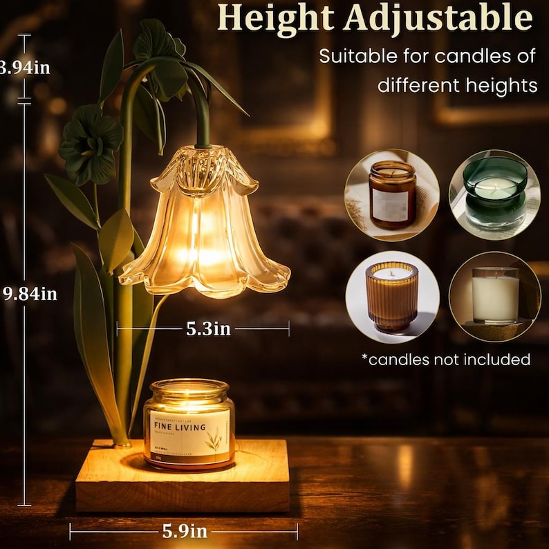 Flower Candle Warmer Lamp: Floral Home Decor with Timer image 2