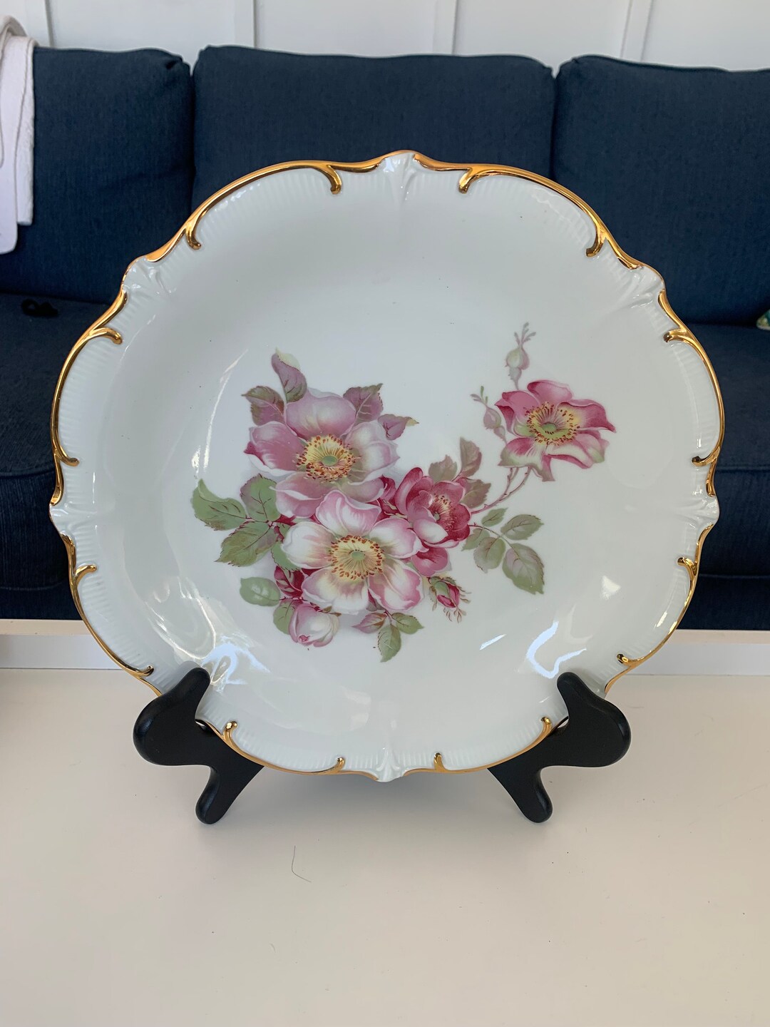 Schumann Arzberg Vintage Rose Platter: Bavaria Germany, Gold Trim - Etsy