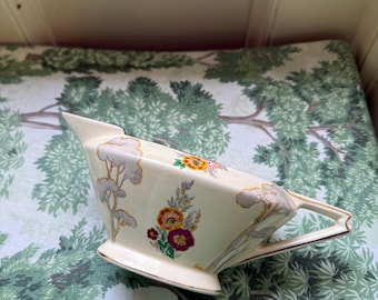 Vintage Art Deco Royal Cauldon Grå Trädsåsskål, Blommig Såsskål