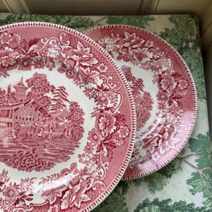 Vintage Avon Cottage Red Transferware Plate: Enoch Wedgwood English Scene