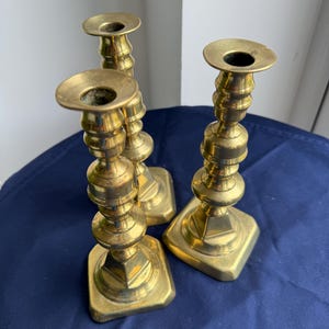 Antique Victorian Candlesticks, Three Vintage Brass Candlesticks Available, Table or Mantle Decor, Vintage Brass candlesticks