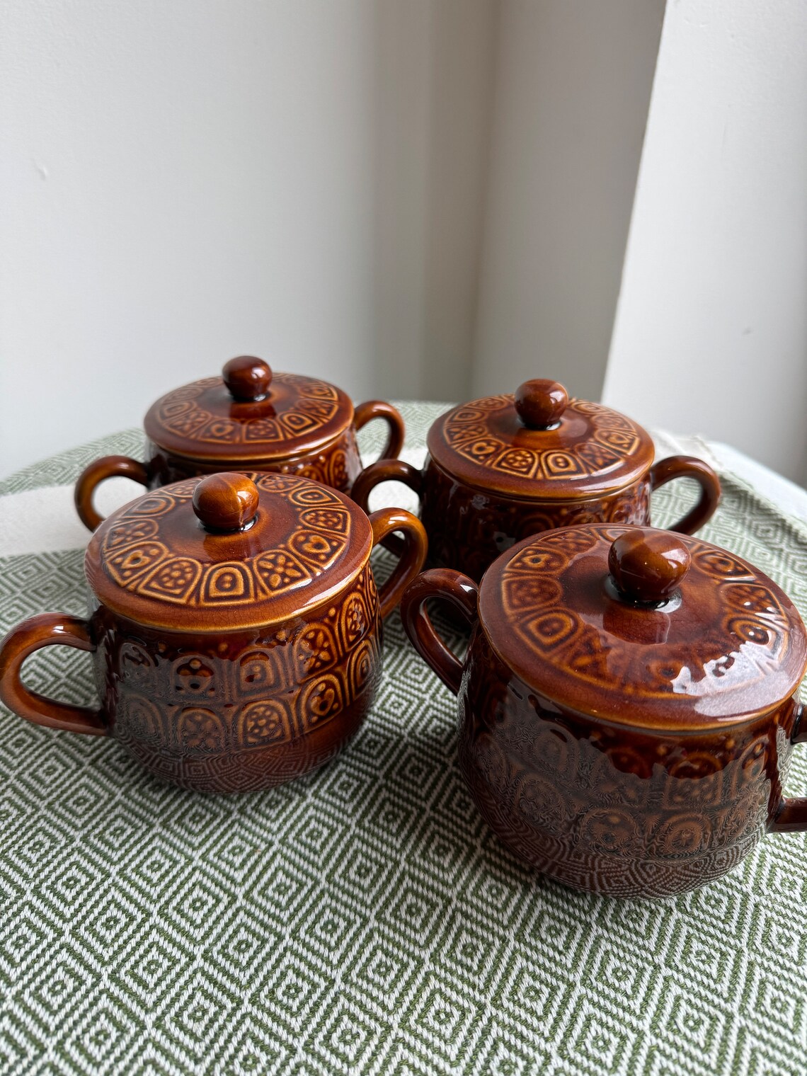 Vintage Arthur Wood Ceramic Two Handled Brown Lidded Soup Bowl, 4 ...