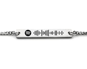 Custom Spotify Code Bracelet, Custom Gift, Engraved Bracelet,Gift For Her For Him,Anniversary Jewelry