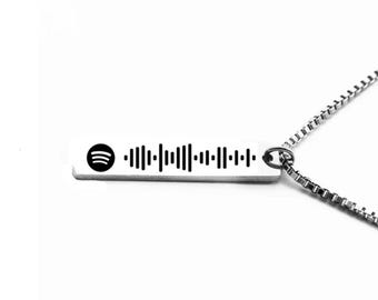 Custom Spotify Code Necklace, Custom Gift, Engraved Necklace,Gift For Her For Him,Anniversary Jewelry