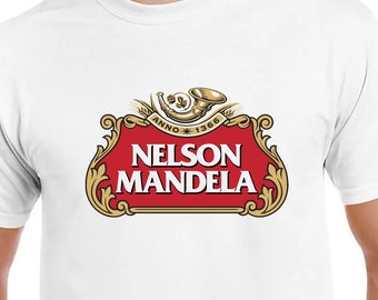 Nelson Mandela Stella Artois T-Shirt Unisex Gildan Softstyle Tshirt Bier Südafrika Spaß Geschenk Neuheit 70er 80er 90er Parodie T-Shirt Schnaps