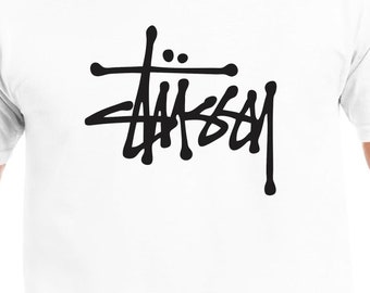 Stussy Logo Camiseta clásica Unisex Gildan Softstyle Camiseta Skate Street Wear Punk Fun Gift 90's 00's Camiseta Skateboard Graffiti Blanco Negro