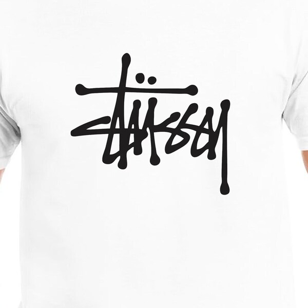 Stussy Logo Classic T-Shirt Unisex Gildan Softstyle Tshirt Skate Street Wear Punk Fun Geschenk 90er 00er T-Shirt Graffiti Weiß Schwarz