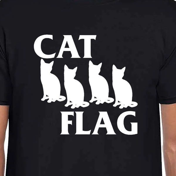 Black Cat Flag T-Shirt BlackFlag Gildan Softstyle Tshirt rock punk hardcore hard core 70's 80's cats henry rollins ushc punkrock Tee Funny