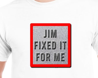 Jim fixierte es für mich Medaille Logo T-Shirt Savile Saville Gildan Tshirt Offensive Outrageous Parodie Fun Neuheit 70er 80er Jahre TV ABC Jim'll Fix It