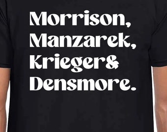 The Doors Namen T-Shirt Jim Morrison Ray Manzarek Robby Krieger John Densmore Gildan Softstyle Tshirt Rock 60er 70er 80er Jahre Rock Musik Tee