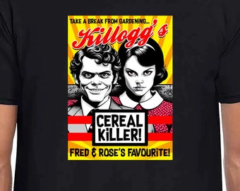 Fred & Rose West T-Shirt Serienmörder Gildan Softstyle Tshirt Fred West Cartoon Schwarz Weiß Spaß Geschenk 70er 80er Jahre Müsli Killer Tee