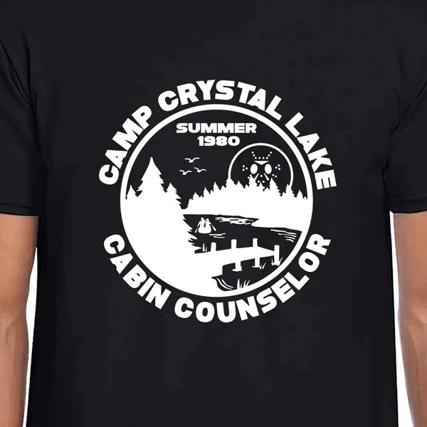 T-shirt Camp Crystal Lake unisexe Gildan Softstyle noir TShirt film d'horreur cadeau amusant parodie des années 70, 80, t-shirt vendredi 13 Jason Vorhees