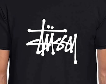 Stussy Logo Klassiek T-shirt Unisex Gildan Softstyle Tshirt Skate Street Wear Punk Fun Gift 90's 00's Tee Skateboard Graffiti Wit Zwart