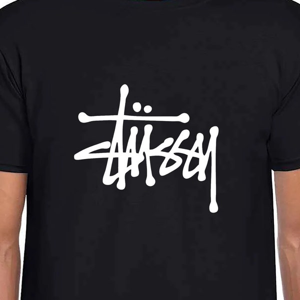 Stussy Logo T-shirt classique unisexe Gildan Softstyle Tshirt Skate Street Wear Punk Fun cadeau années 90 Tee skateboard Graffiti blanc noir