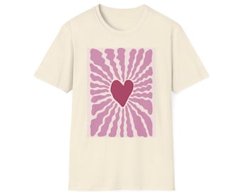 Retro Radiant Heart T-Shirt | Pink Psychedelic Love Design