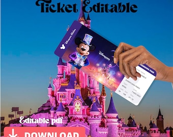 Surprise ticket to Disneyland Paris editable, surprise ticket gift, instant download