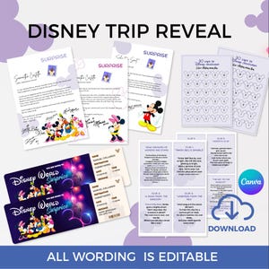 Paquete de presentación de viaje parque temático WDW Boletos  búsqueda del tesoro de Mickey Cartas personalizables Descarga digital en PDF