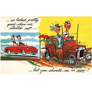 Nous avions l'air plutôt bien… carte postale comique ; Carte blague du début des années 60 imprimée aux États-Unis