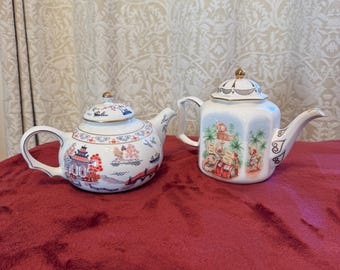 Set of 2 Compton and Woodhouse The First Teapots 1989 - Collectible British Fine China - Chinese/Indian Designs