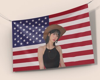 Le Sserafim Chaewon America Flag Tapestry, Kpop Funny Room Merch, Gift for Le Sserafim FEARNOT Kpop Fan, Le Sserafim Chaewon Tapestry