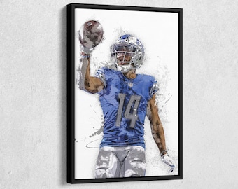 Amon-Ra St. Brown Canvas Print - Detroit Lions Wall Art, NFL Decor for Home & Man Cave, Football Gift, Framed Poster