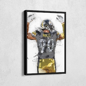 T.J. Watt Canvas Print - Pittsburgh Steelers Wall Art, NFL Decor for Home & Man Cave, Football Gift, Framed Poster