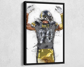 T.J. Watt Canvas Print - Pittsburgh Steelers Wall Art, NFL Decor for Home & Man Cave, Football Gift, Framed Poster