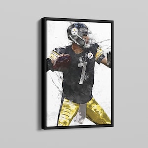 Ben Roethlisberger Poster Pittsburgh Steelers NFL Painting Hand Made Posters Canvas Print Wall Art Home Man Cave Gift Decor
