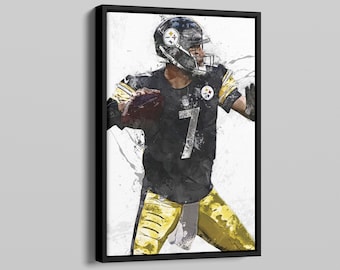 Ben Roethlisberger Poster Pittsburgh Steelers NFL Painting Hand Made Posters Canvas Print Wall Art Home Man Cave Gift Decor