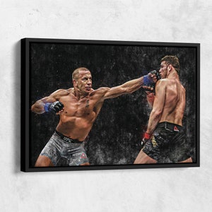 Georges St-Pierre vs. Michael Bisping Poster UFC Hand Made Posters Canvas Print Wall Art Man Cave Gift Home Decor