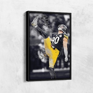 T.J.Watt Poster Celebration Pittsburgh Steelers NFL Hand Made Posters Canvas Framed Print Wall Kids Art Man Cave Gift Home Decor