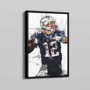 Tom Brady Poster New England Patriots NFL Hand Made Poster Canvas Print Kids Wall Art Man Cave Gift Home Decor