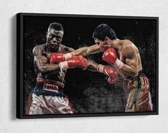 Julio Cesar Chavez vs Meldrick Taylor Poster Boxing Painting Hand Made Posters Canvas Print Wall Art Home Man Cave Gift Decor